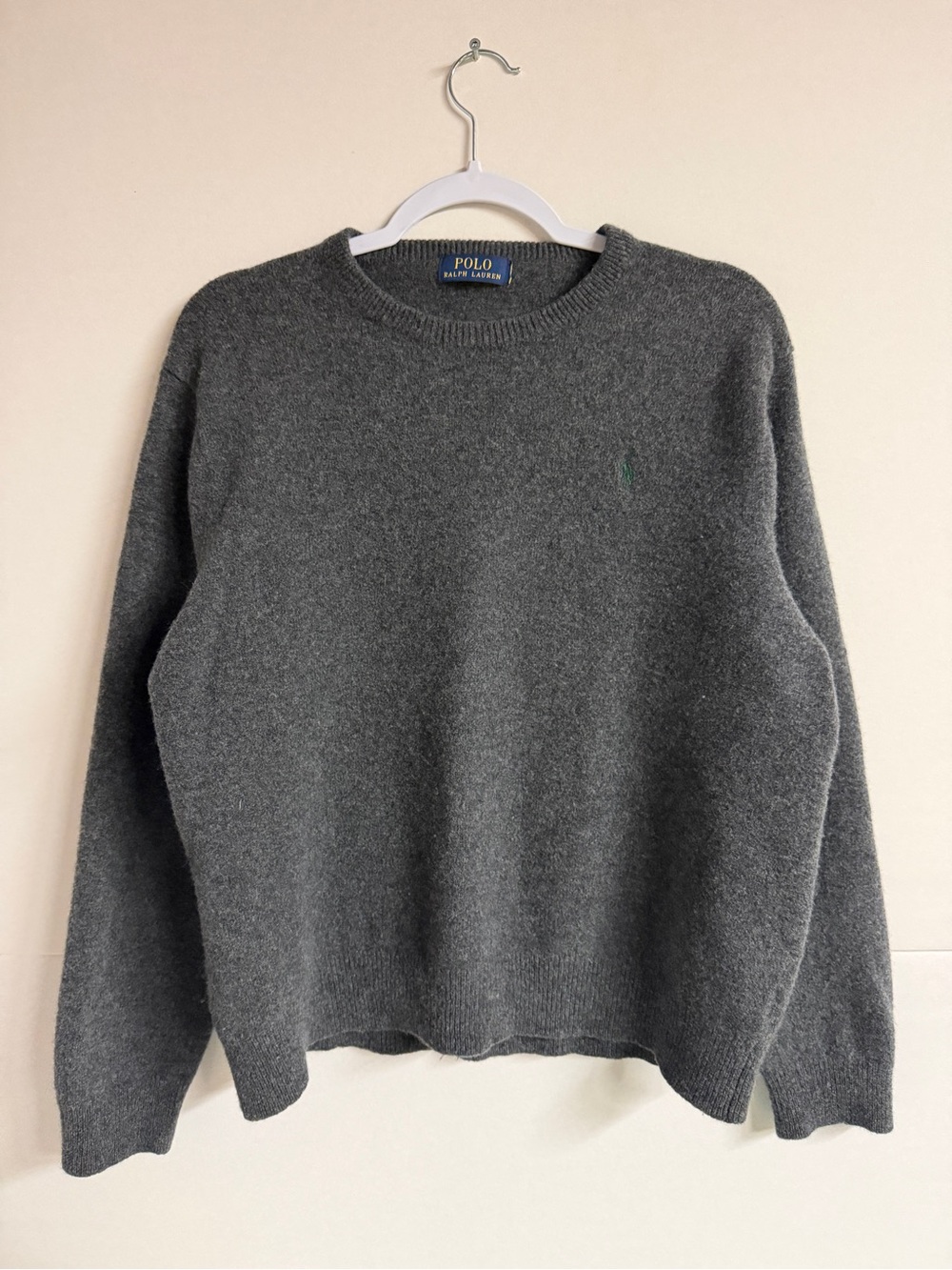 Polo Ralph Lauren Charcoal Crewneck Lambs Wool Sweater